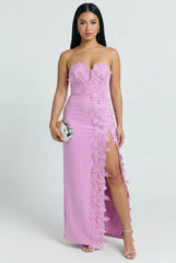 Éloise Floral Appliqué Column Maxi Dress