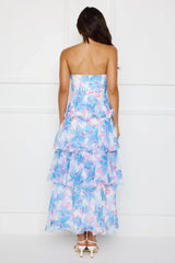 Chicago Chic Strapless Maxi Dress Blue