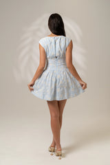 Nicole Blue Cap Sleeve Mini Dress