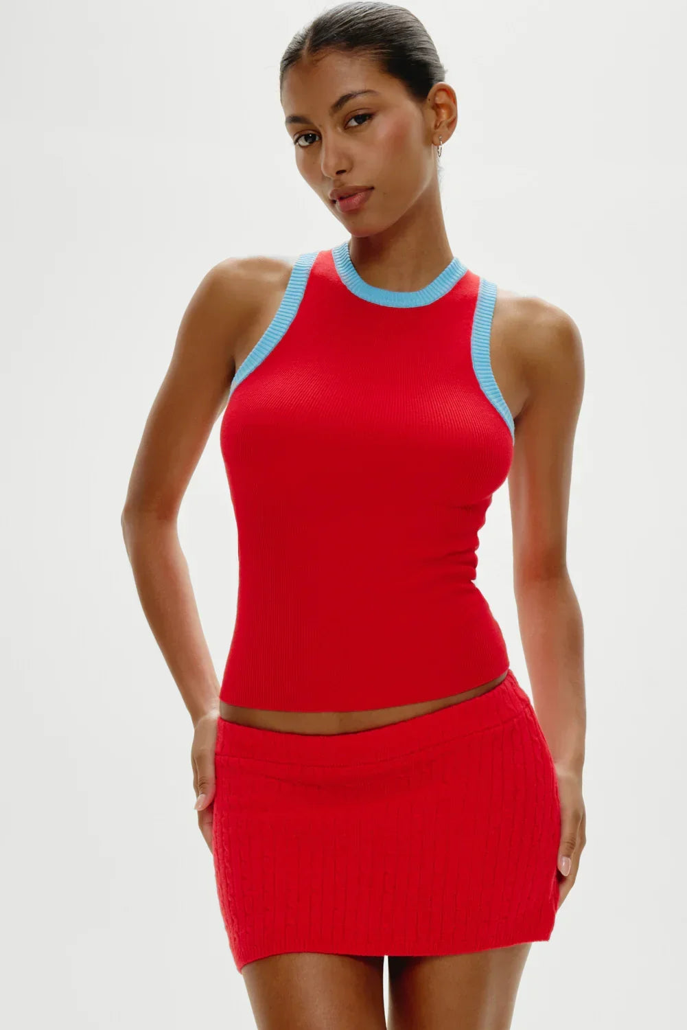 Cuddle Ribbed Tank Top - Cherry