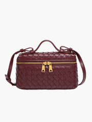 Top Handle Woven Faux Suede Bag