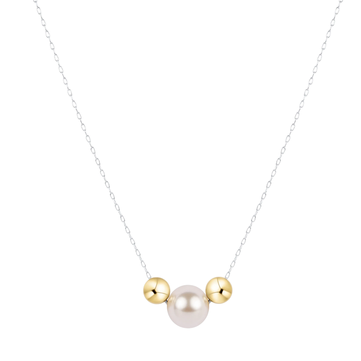 16" Necklace Mixed Metal - Purpose Gold Pearl