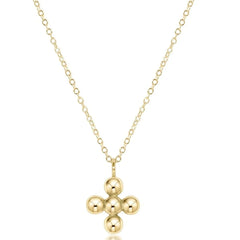 16" Necklace Gold - Signature Cross Beaded Gold 4mm Charm