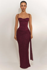 The Lexi Lace Maxi Skirt in Plum