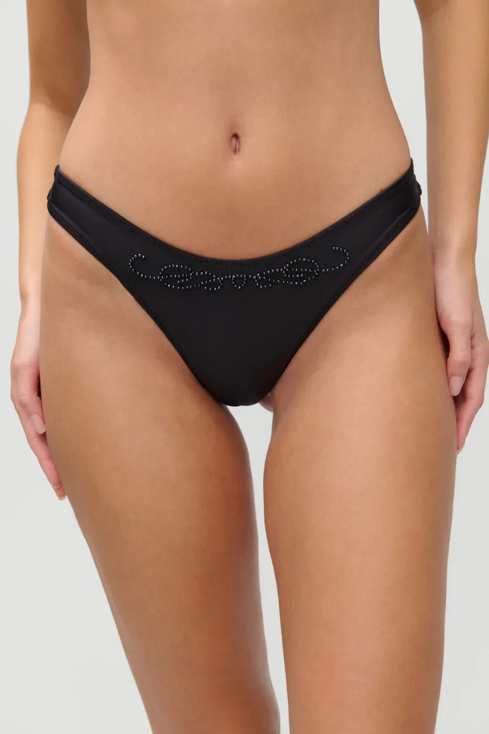 x JENNIE Dove Beaded Bikini Bottom - Black
