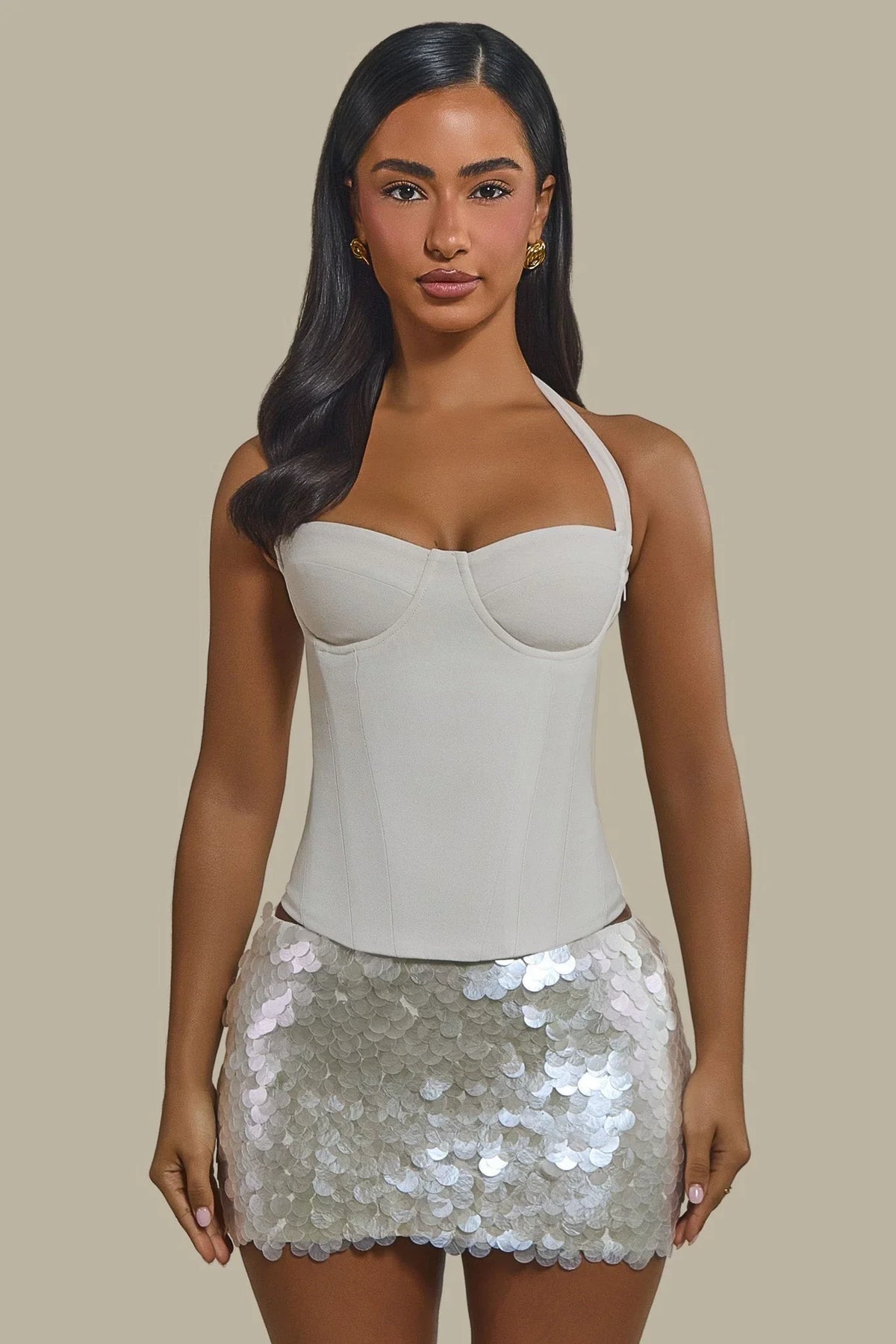 The Zadie Lace Up Corset Top in Off White