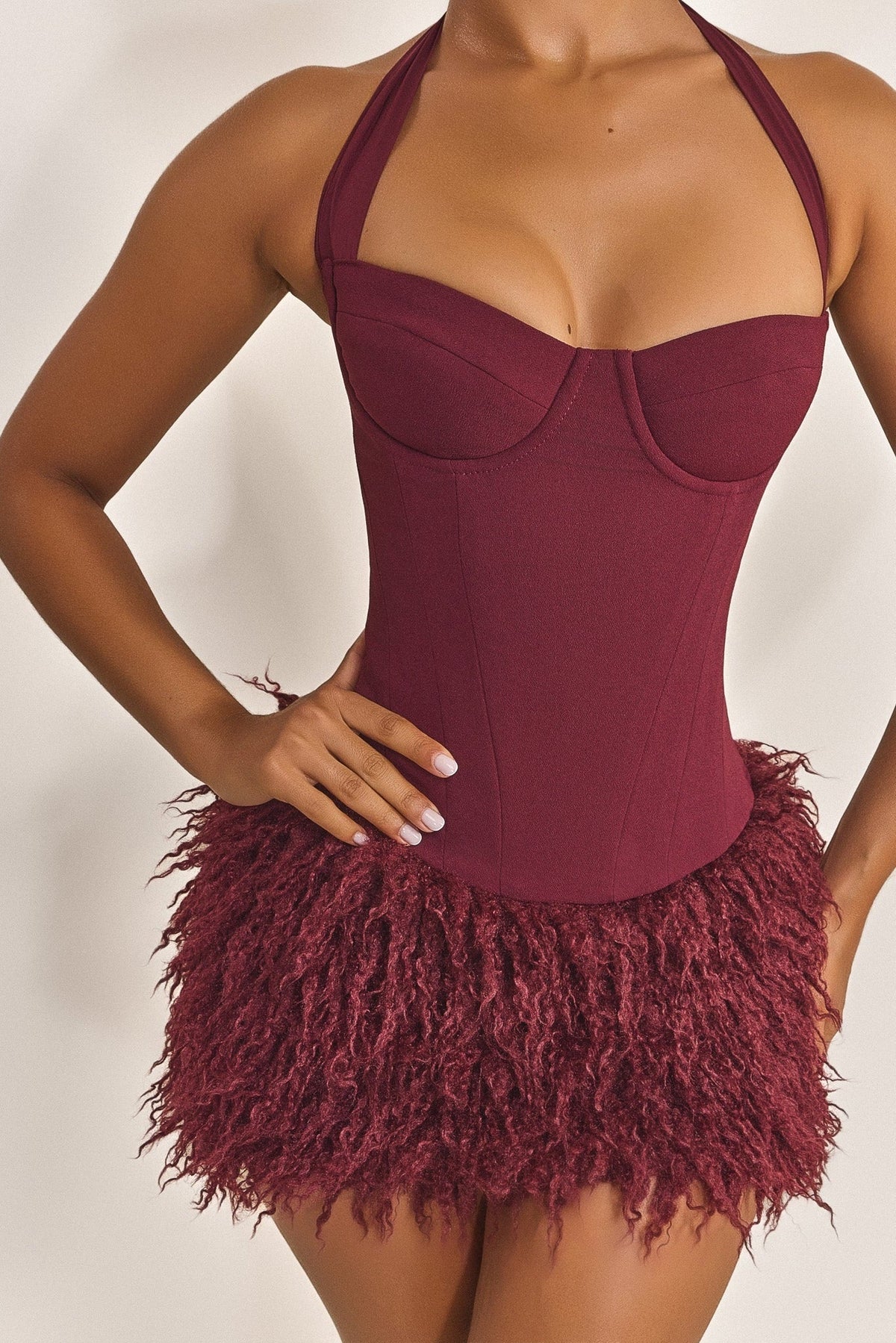 The Zadie Lace Up Corset Top in Wine
