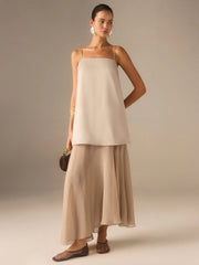 2 In 1 Semi-Sheer Chiffon Cami Maxi Dress