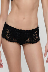 Shelly Crochet Shine Swim Skirt - Black