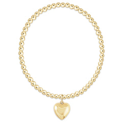 Classic Gold 3mm Bracelet - Love Plush Gold Charm