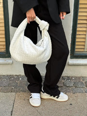 Medium Woven Faux Suede Bag