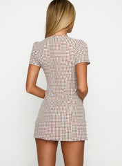 Loveliness Playsuit Brown Check