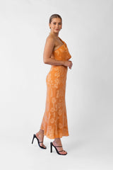 Taylah Orange One Shoulder Midi Cocktail Dress