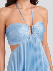 Halterneck Ruched Open Back Maxi Dress