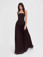 Pleated Halter Maxi Dress