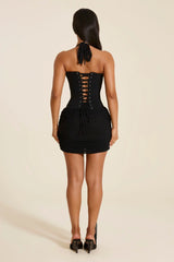 The Zadie Lace Up Corset Top in Black