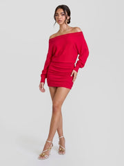 Fine-Ribbed Off-Shoulder Mini with Back Cutout Detail