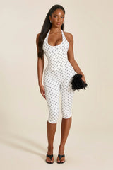 The Sandra Capri Jumpsuit in Polka Dot
