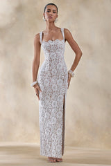 Zarisse | White Lace Square-Neck Maxi Dress