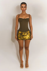 The Everly Lace Up Corset Top in Olive