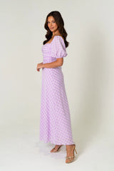 Cassandra Soft Lilac Gingham Maxi Dress