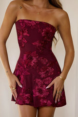 Style Files Strapless Mini Dress Burgundy