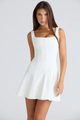vintage ivory stretch crepe mini dress