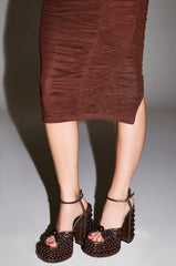 AZALEA WANG SOMETHING BRONZE EMBELLISHED PLATFORM SANDAL