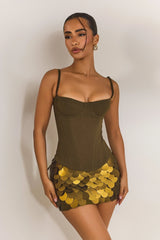 The Everly Lace Up Corset Top in Olive