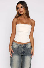 Never Look Back Strapless Bustier Off White