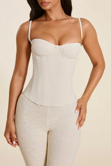 The Everly Lace Up Corset Top in Off White