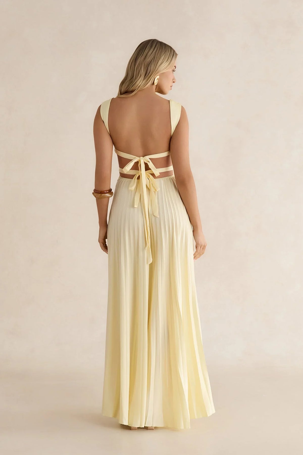 Song Of The Sky Plisse Maxi Dress Yellow