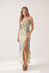 Megan | Strapless High Slit Maxi Dress