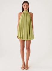 Lyrah Halter Mini Dress - Lime