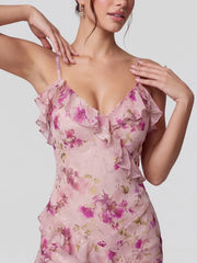 Floral Lace V-neck Open Back Mermaid Prom Dress