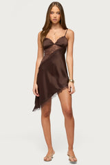 Kit Asymmetric Lacey Satin Effect Dress