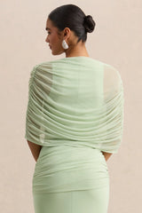 Magoria | Mint Mesh Round-Neck Cape