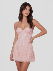 Floral Sequin & Bead Tulle Mini Dress