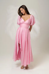 Bridget Puff Sleeve Maxi Dress With Side Slit