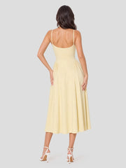 Modal Lace Trim Sweetheart Neck Midi Dress
