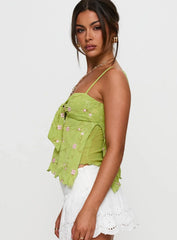 Paislie Mesh Top Sage Green