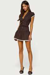 Clarah Striped Button Up Mini Dress