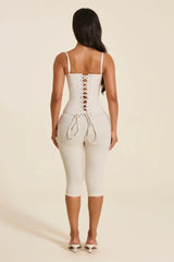The Everly Lace Up Corset Top in Off White