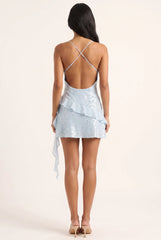 Megan | Blue Sequin Ruffle Mini Dress