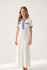 Megan | Denim White Maxi Dress