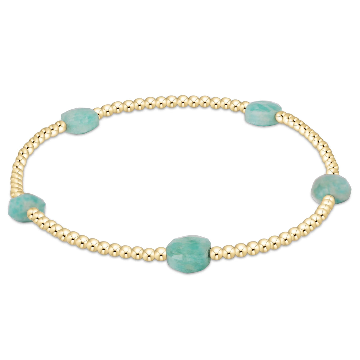 Admire Small Gem 2mm Gold Bracelet- Amazonite