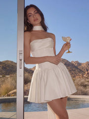 Ribbon Strapless Corset Mini Dress with Scarf Detail