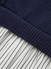 2 In 1 Cable-Knit Paneled Striped Midi Dress