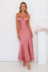 Graceful Essence Satin Maxi Dress Plum