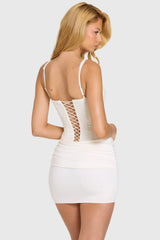 Embellished Corset Mini Dress in Ivory